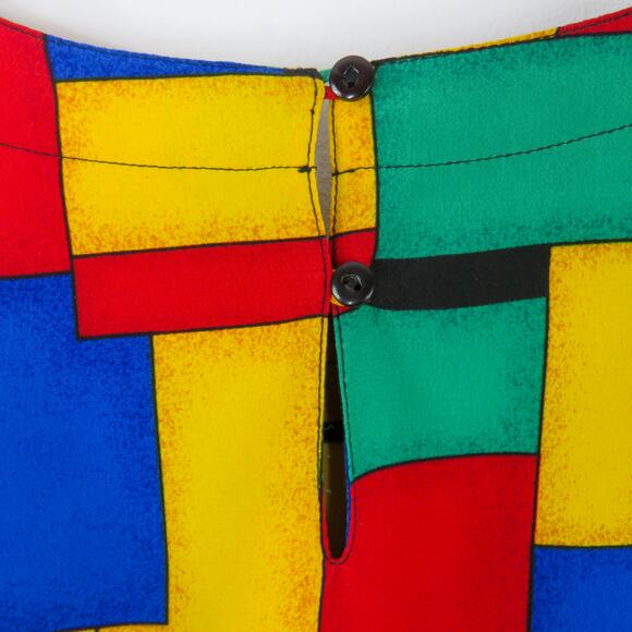 Kathy Che 80s Vintage Multicolor Abstract Short Sleeve Retro Blouse Size Medium - Picture 6 of 7